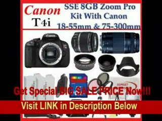 Download Video: [SPECIAL DISCOUNT] Canon EOS Rebel T4i Digital 18 MP CMOS SLR Cameras -650D with Canon EF-S 18-55mm f/3.5-5.6 IS Lens & Canon EF 75-300mm f/4-5.6 III Telephoto Zoom Lens, SSE Premium SLR Lens Accessory Package