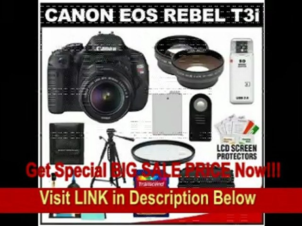 [BEST BUY] Canon EOS Rebel T3i Digital SLR Camera Body & EF-S 18-55mm IS 5mm IS II Lens with 32GB Card + .45x Wide Angle & 2x Telephoto Lenses + Battery + Remote + Filter + Tripod + Accessory Kit