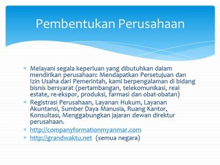 Investasi di Myanmar. - Pendaftaran Kantor Perwakilan di Myanmar
