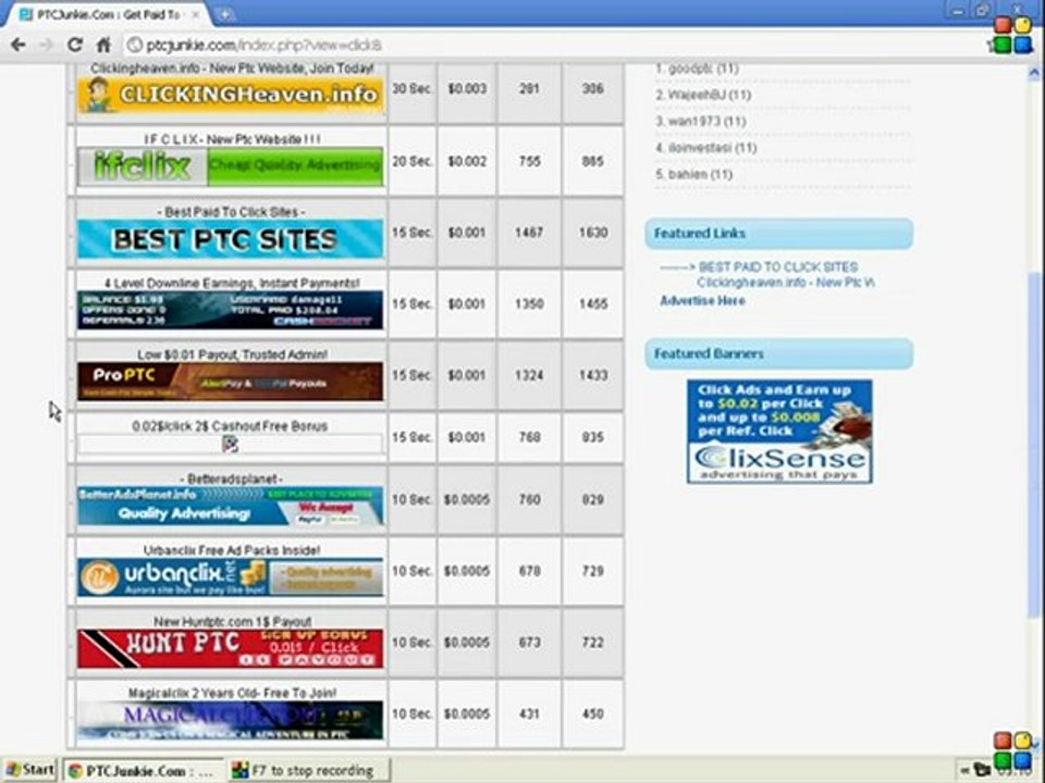 Automated Online Cash With PTC sites auto clicker