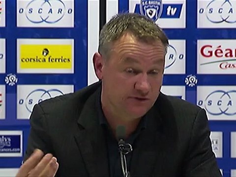 Conférence de presse SC Bastia - FC Lorient : Frédéric HANTZ (SCB) - Christian GOURCUFF (FCL) - saison 2012/2013