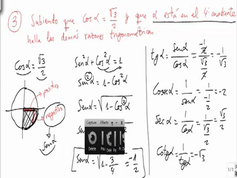 Ejercicios y problemas resueltos de razones trigonométricas problema 3