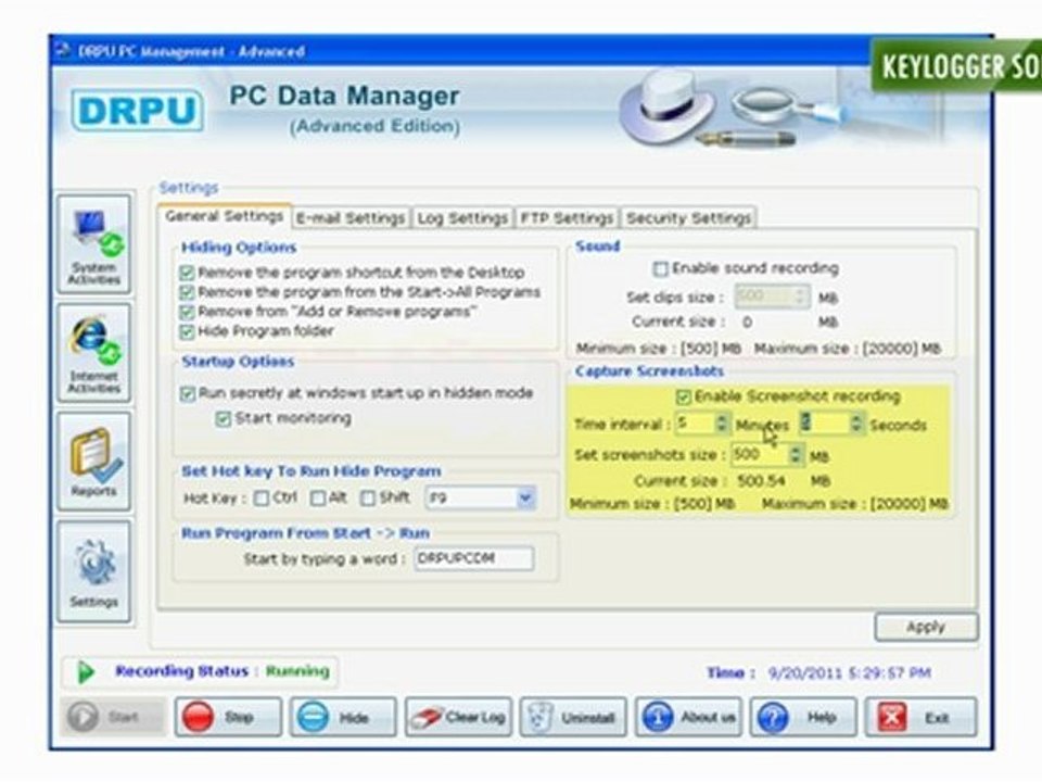 advanced professional keylogger keystroke spy monitoring software monitor employees spouse kids internet activities record email gmail facebook orkut twitter id password free how to