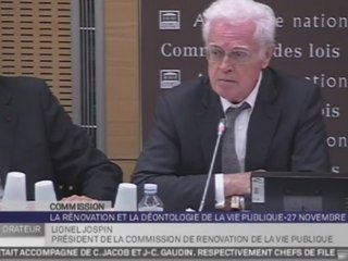 Travaux en commission : Audition de Lionel Jospin, ancien Premier ministre et président de la commission de rénovation et de déontologie de la vie publique