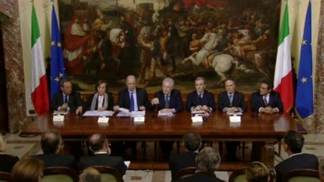 Roma - Il Governo al termine dell'incontro con le Parti Sociali (21.11.12)