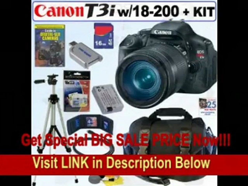 [BEST BUY] Canon EOS Rebel T3i 18 MP CMOS Digital SLR Camera with Sigma 18-200mm f/3.5-6.3 DC Wide Angle Super Zoom Lens + 16GB Deluxe Accessory Kit