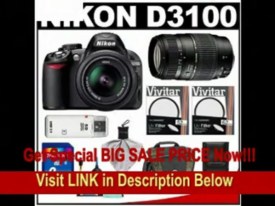 [BEST PRICE] Nikon D3100 Digital SLR Camera & 18-55mm VR + Tamron 70-300mm Di Lens with 8GB Card + Filters + Tamrac Case + Accessory Kit
