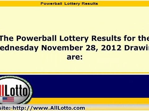 Powerball Lottery Drawing Results for November 28, 2012
