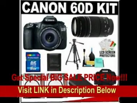 [BEST PRICE] Canon EOS 60D Digital SLR Camera Body with EF-S 18-135mm IS Lens & 75-300mm III Lens + 16GB Card + Battery + Case + Tripod + Accessory Kit