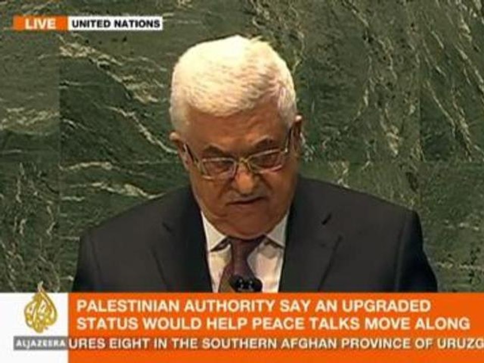 Loud cheers as PA Pres. Abbas addresses the UN