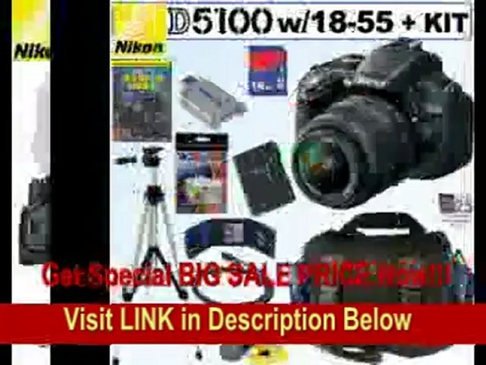 [SPECIAL DISCOUNT] Nikon D5100 16.2MP CMOS Digital SLR Camera with 18-55mm f/3.5-5.6 AF-S DX VR Nikkor Zoom Lens + EN-EL14 Battery + 16GB Deluxe Accessory Kit