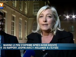 Marine Le Pen reçue à l'Elysée : "l'Assemblée ne représente pas les Français"