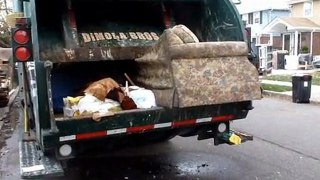 Garbage Truck Crushing Hurricane Sandy Damaged Stuff