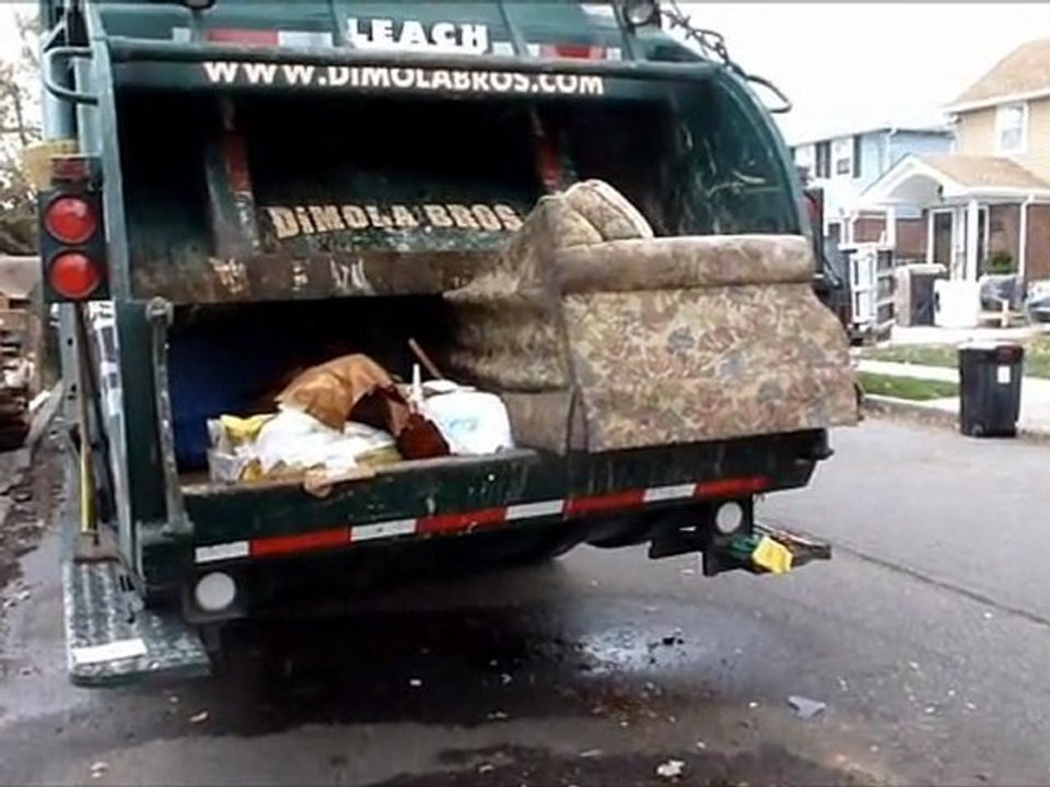 Garbage Truck Crushing Hurricane Sandy Damaged Stuff
