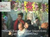 Groom Crystal Chattar Entry WIth Mashaal & Soldier Marching Royal Indian Hindu Wedding Jaimala Varmala Concept