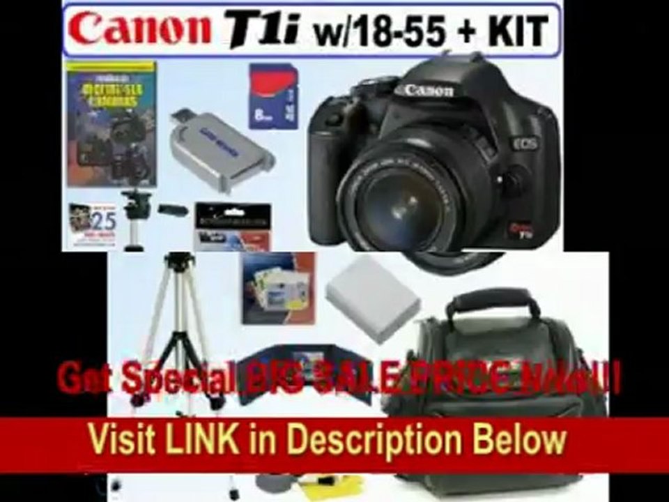 [SPECIAL DISCOUNT] Canon EOS Rebel T1i 15.1 MP CMOS Digital SLR Camera with EF-S 18-55mm f/3.5-5.6 IS Lens + 8GB Deluxe Accessory Kit
