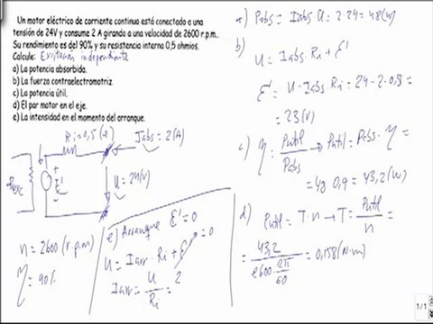 Maquinas electricas motor cc calcular par motor y potencia util