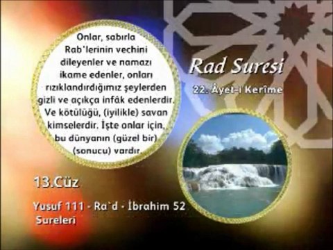 Ra'd Suresi 22. Ayet-i Okunuşu ve Meali Okyay Derneği