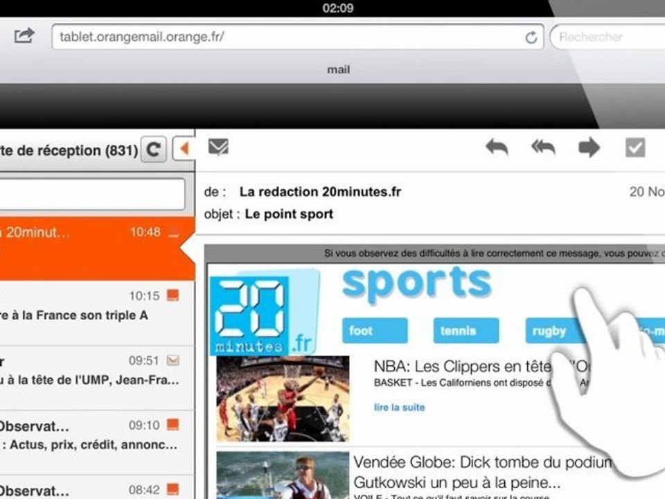 Utiliser la messagerie Orange sur sa tablette
