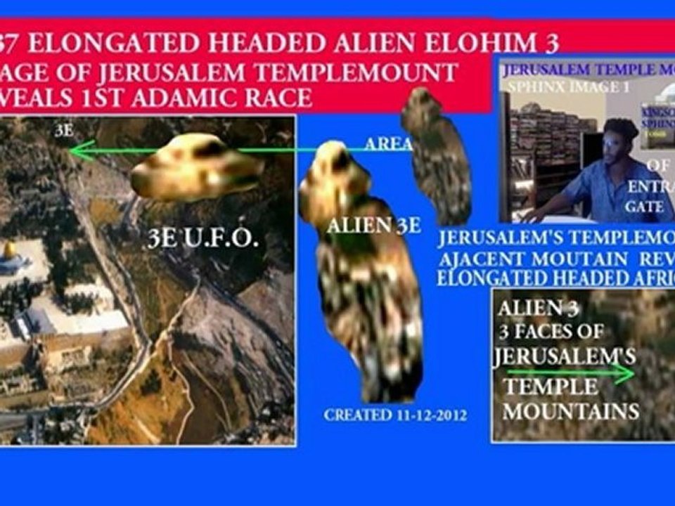 ISRAELS ELONGATED HEADED AFRICAN ALIEN YESHUA RETURNS TO TEMPLE MOUNT IN CUBE OF NEW JERUSALEM