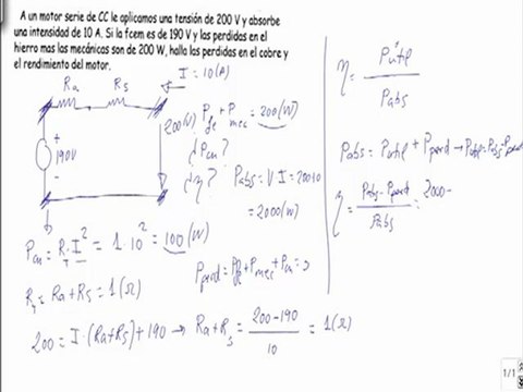 Maquinas electricas motor en serie perdidas en cobre y rendimiento