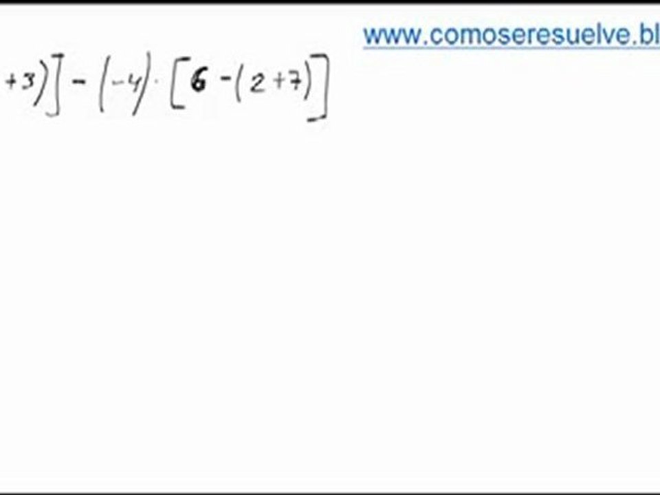 Operaciones de numeros enteros con parentesis ejercicio 3