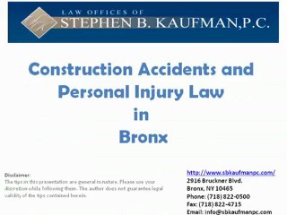 Construction Accidents and Personal Injury Law in Bronx