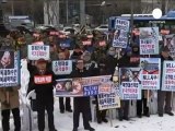 Manifestation à Séoul contre la fusée nord-corénne