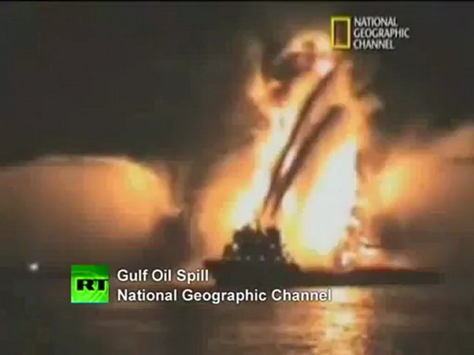 Video of BP Oil Blaze, Rig sinking into Gulf of Mexico