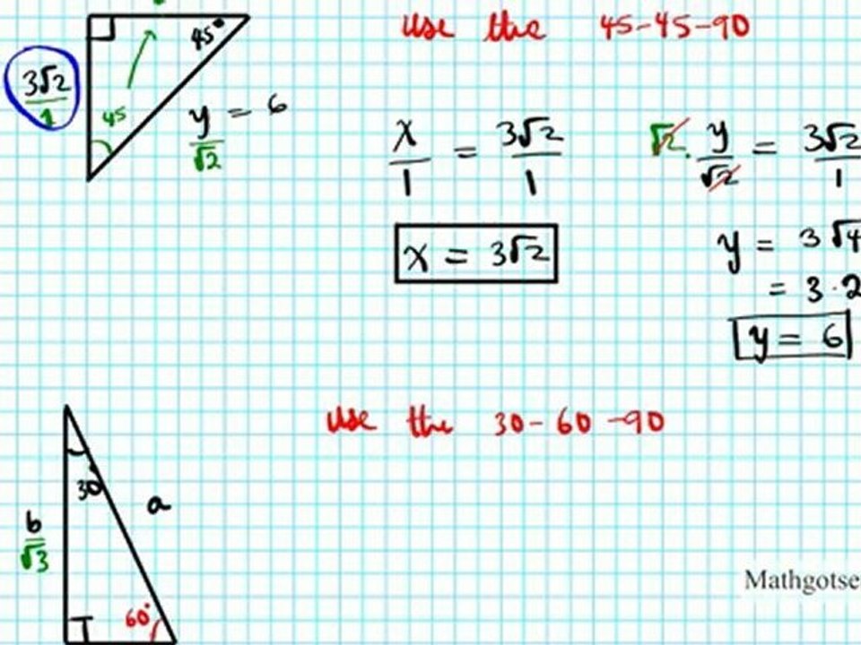 special triangles 30-60-90