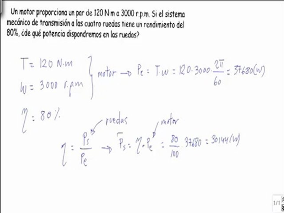 Maquinas electricas determinar potencia disponible en las ruedas