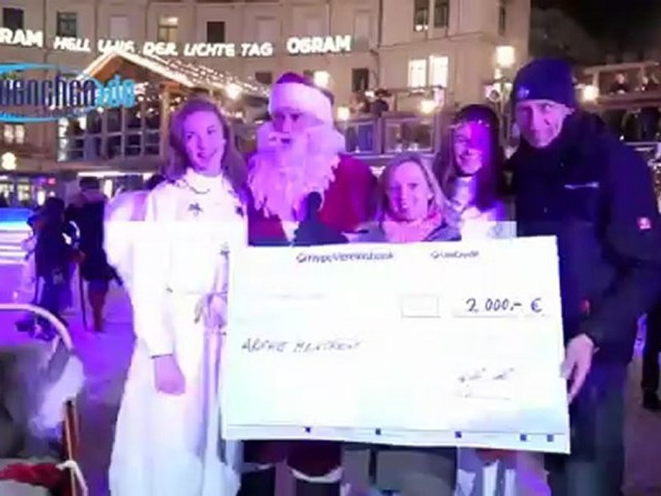Münchner Eiszauber: Nikolaus Aktion 2012 mit Huskies und "Nikolaus" Frederic Meisner