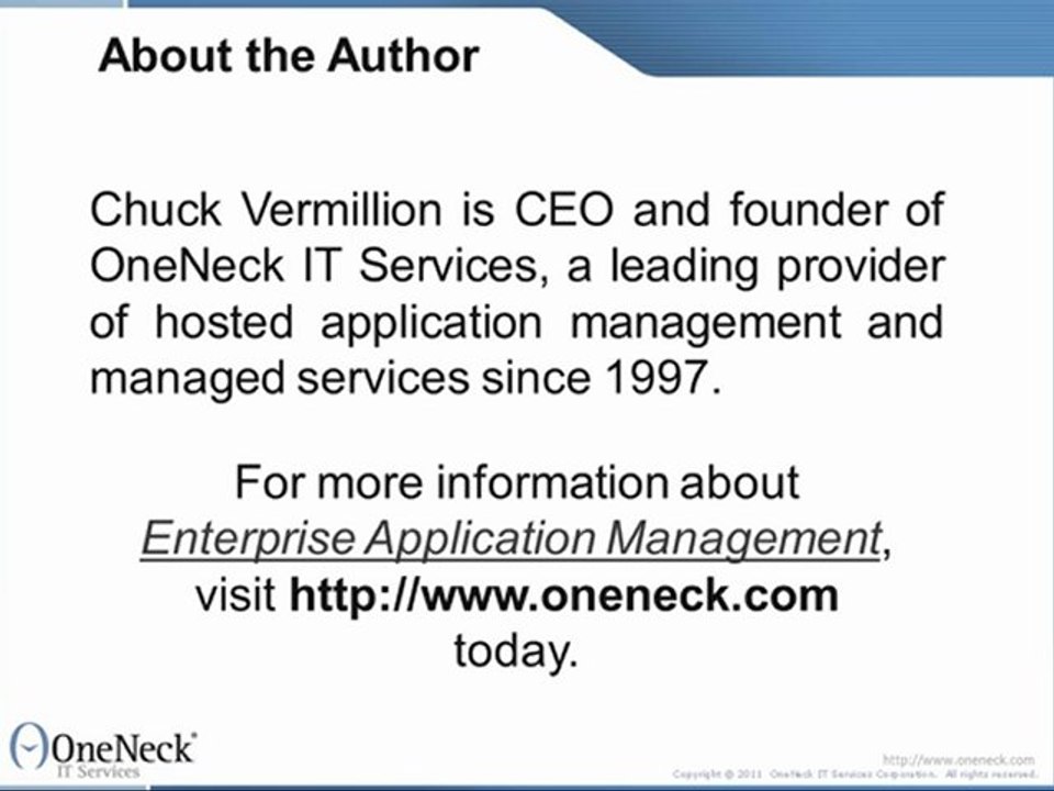 Enterprise Application Management:  How to Evaluate an Outsourcing Partnership