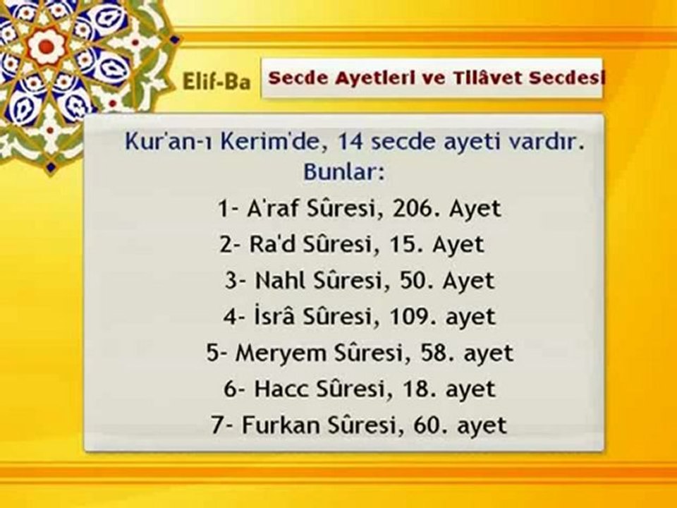 Secde Ayetleri ve Tilâvet Secdesi - DuaDenizi.Com