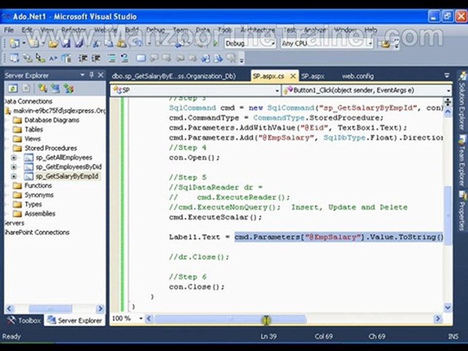 Working With Stored Procedures With Input And Output Params In Ado.Net 8 of 14