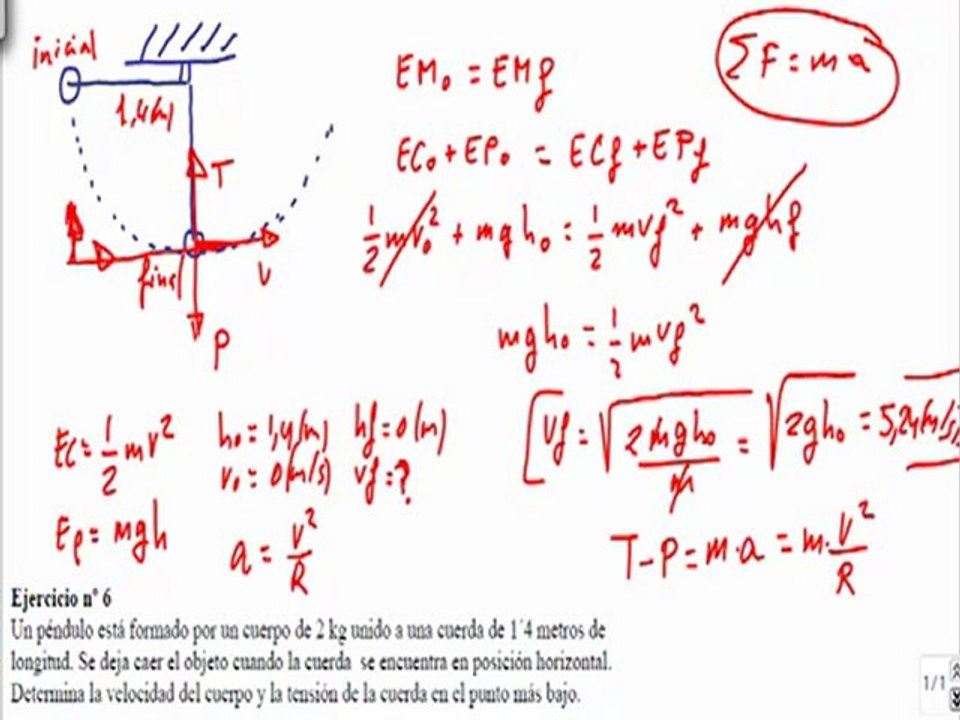 Energía y trabajo 1º Bachillerato ejercicio 6