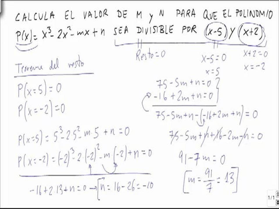 Problemas resueltos de polinomios teorema del resto problema 23