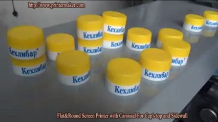 Flat and Round Screen Printer with Carousal For Cap's top and Sidewall