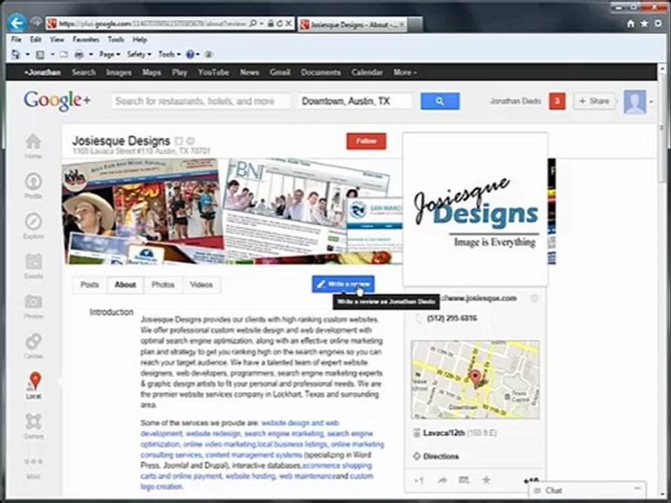 Online Marketing Austin Texas - Review Businesses on Google+ Local by Josiesque Designs