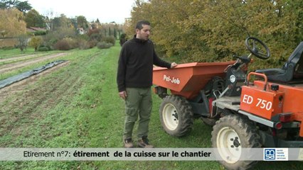 Etirement n°7: étirement de la cuisse sur le chantier