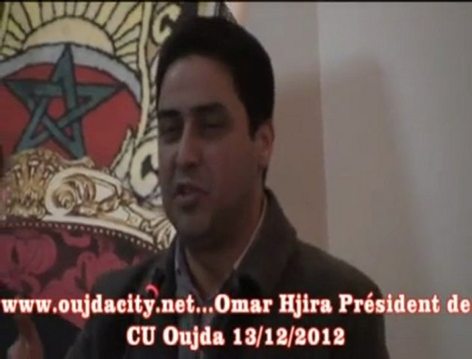 عمر حجيرة رئيس الجماعة الحضرية لوجدة خلال الحفل الذي اقيم بمناسبة جائزة التميز التي حصلت عليها مدينة وجدة