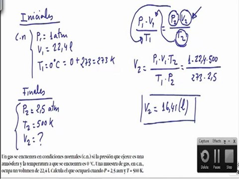 Quimica 1º bachillerato leyes de gases ideales ejercicio 2