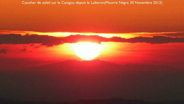 Coucher de soleil sur le Canigou depuis le Luberon(Mourre Nègre) 30 11 2012