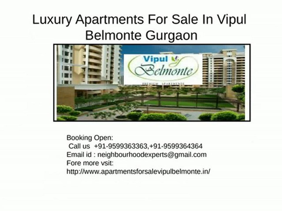 Luxury Apartments For Sale In Vipul Belmonte call@ 9599363363