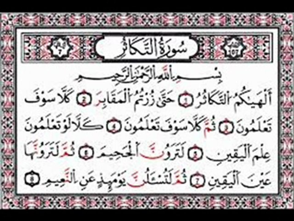 سورة التّكاثر  أبو إلياس الجزائري