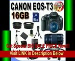 Canon EOS Rebel T3 12.2 MP CMOS Digital SLR with 18-55mm IS II Lens (Black)   Canon EF 75-300mm f/4-5.6 III Telephoto Zoom Lens   58mm 2x Telephoto lens   58mm Wide Angle Lens (4 Lens Kit!!!) W/16GB SDHC Memory   Extra LPE10 Battery/Charger   3 Piece Filt