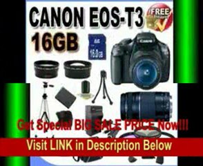 Tải video: Canon EOS Rebel T3 12.2 MP CMOS Digital SLR with 18-55mm IS II Lens (Black) + Canon EF 75-300mm f/4-5.6 III Telephoto Zoom Lens + 58mm 2x Telephoto lens + 58mm Wide Angle Lens (4 Lens Kit!!!) W/16GB SDHC Memory + Extra LPE10 Battery/Charger + 3 Piece Filt