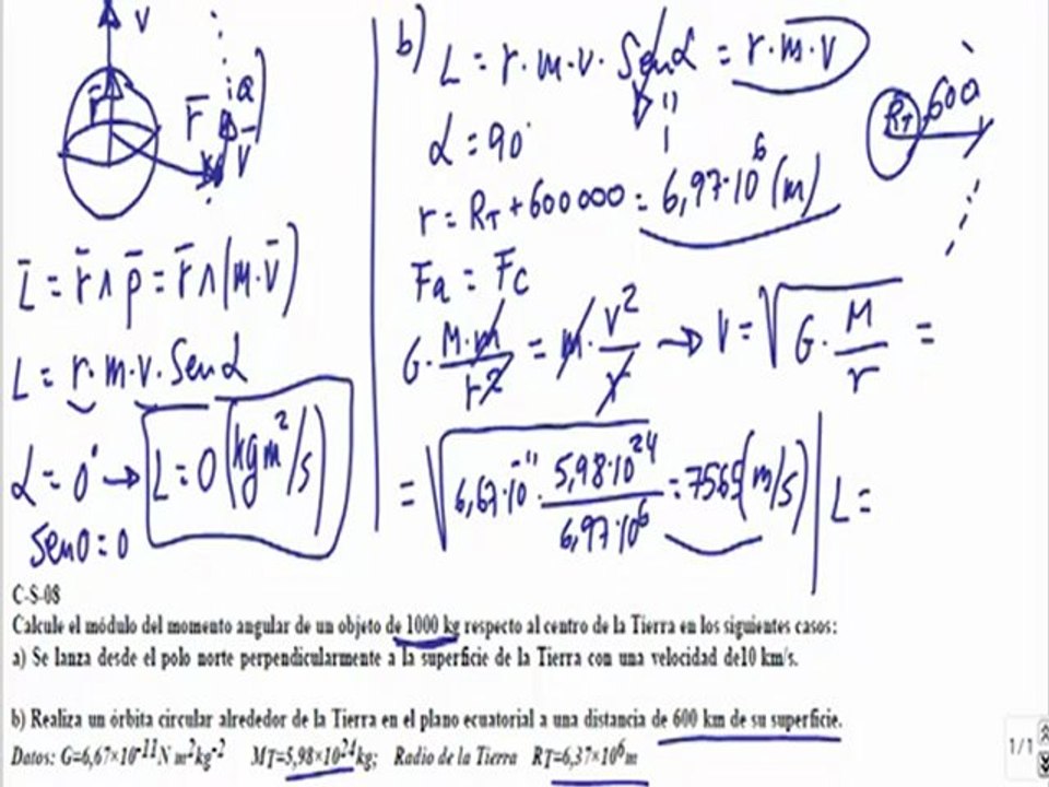 Campo gravitatorio 2º Bachillerato ejercicio 10