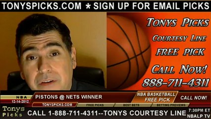 Detroit Pistons versus Brooklyn Nets NBA Pro Basketball Pick Prediction 12-14-2012