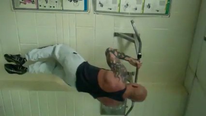Danny in the Chin-Up Section of the Hold-Press-Chin Challenge on Konkura